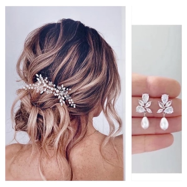 Bridal hair accessories pearl bridal hair comb wedding hair pieces bridal headband pearl bridal hair clip wedding headpiece bridal hair vine