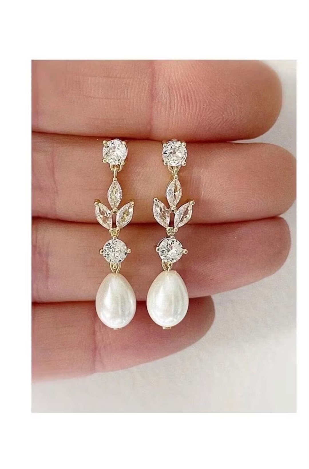 Brina Water Pearl Drop Bridal Wedding Earring main image 1