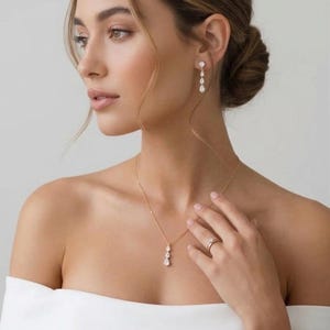 Bridal earrings and necklace set diamond drop Wedding necklace crystal bridal Jewelry set diamond wedding Earrings gold wedding jewellery