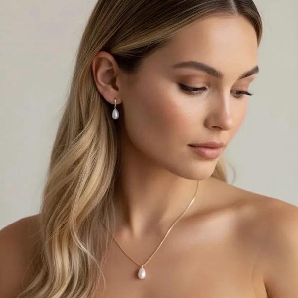 Pearl jewellery Set bridal earrings and necklace set gold Wedding Jewellery pearl drop wedding earrings and bracelet pearl wedding jewellery