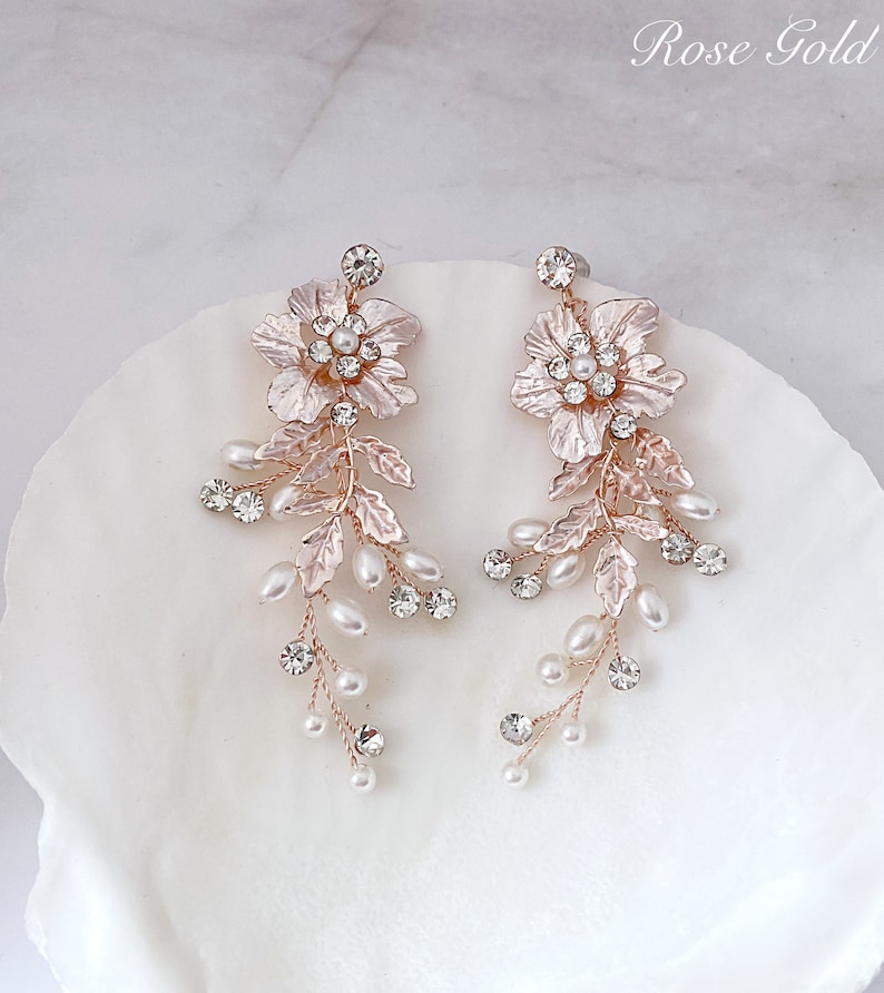 Freshwater Pearl & Crystal Bridal Earrings Boho Wedding - Etsy