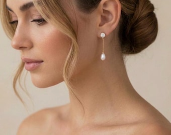Bridal earrings pearl drop wedding earrings and necklace set diamond and pearl earrings gold wedding jewelry set silver bridal jewelry pearl