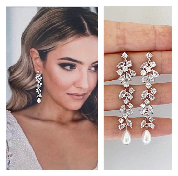 Bridal Chandelier Earrings Blue Dangle Earrings for Women Bridesmaid J –  Little Desirez Jewelry