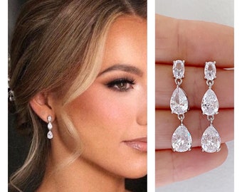 Bridal earrings crystal drop wedding earrings long crystal bridal earring long dangle crystal wedding earrings bridal jewelry set crystal