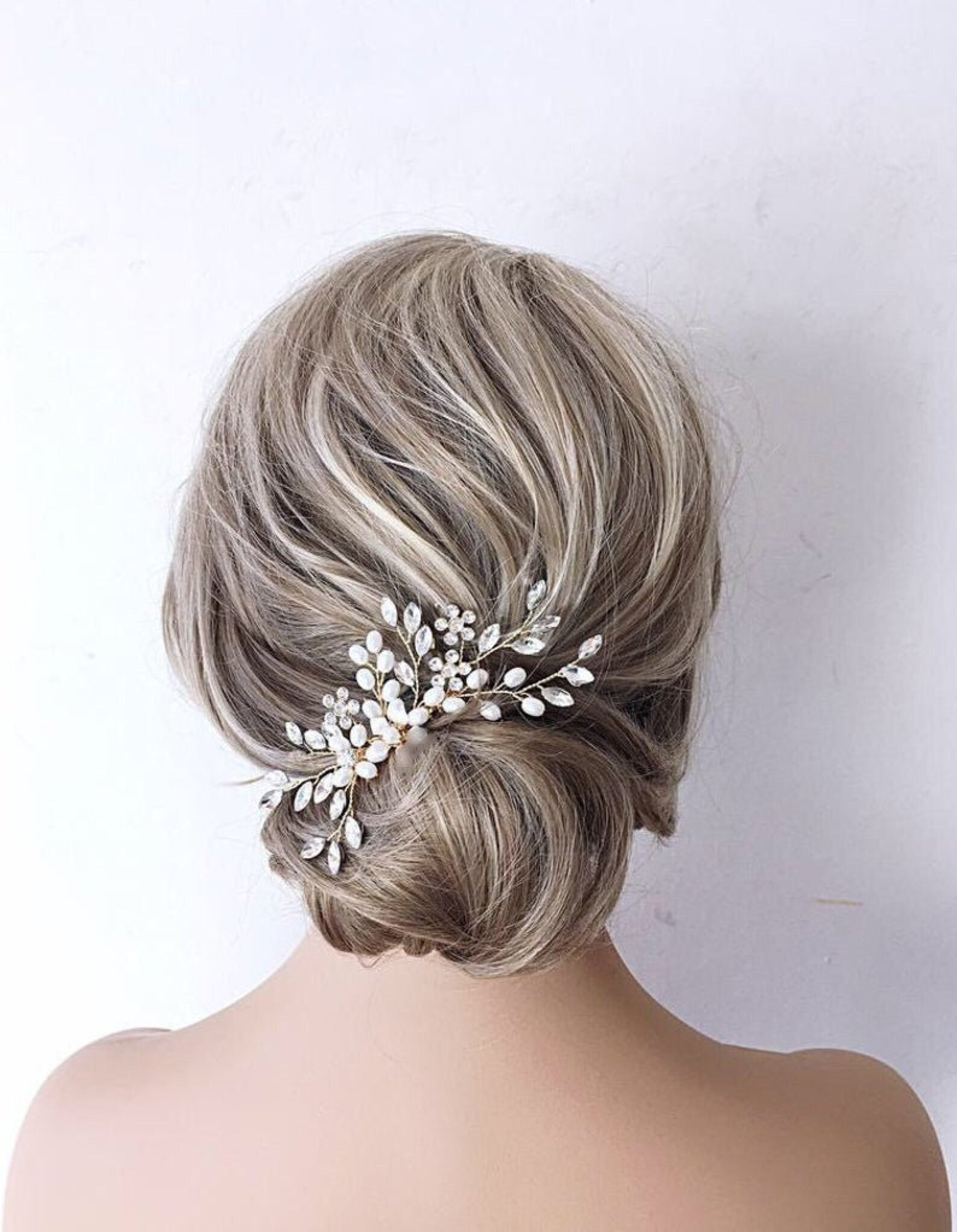 Gold hair piece gold bridal hair piece gold hair comb gold Etsy