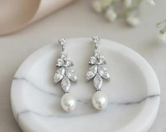 Pareloorbellen bruiloft sieraden set bruidsketting gouden bruidssieraden parel bruidsoorbellen voor de bruid kristal en parelkettingen