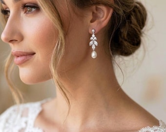 Pareloorbellen bruiloft sieraden set bruidsketting gouden bruidssieraden parel bruidsoorbellen voor de bruid kristal en parelkettingen