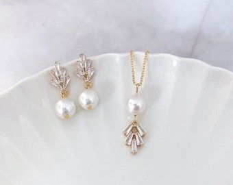 Art deco earrings and necklace gold bridal necklace and earring set,art deco wedding necklace and earring set,art deco bridal jewelry gold