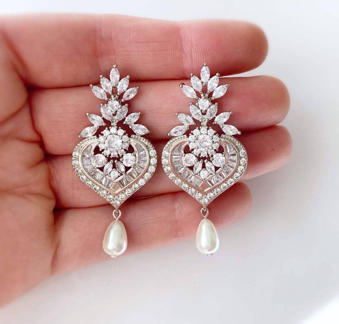 Art Deco Bridal Earrings Vintage Style Earringsbridal Etsy