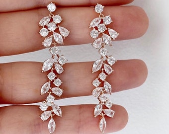 Long bridal earrings crystal bridal earrings long wedding earrings gold silver chandelier earrings   gold bridal earrings wedding earring