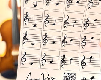Printable Violin Flashcards with Music Staff & Notes | Practice Cards | Music Theory Learning | Digital Download