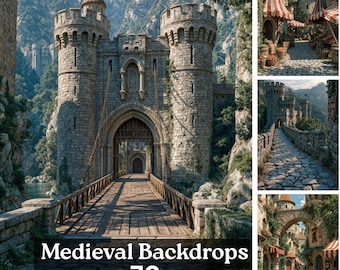Medieval Fantasy Backdrop | Castle Fortress Cosplay Photo | Portrait Digital Download | JPG