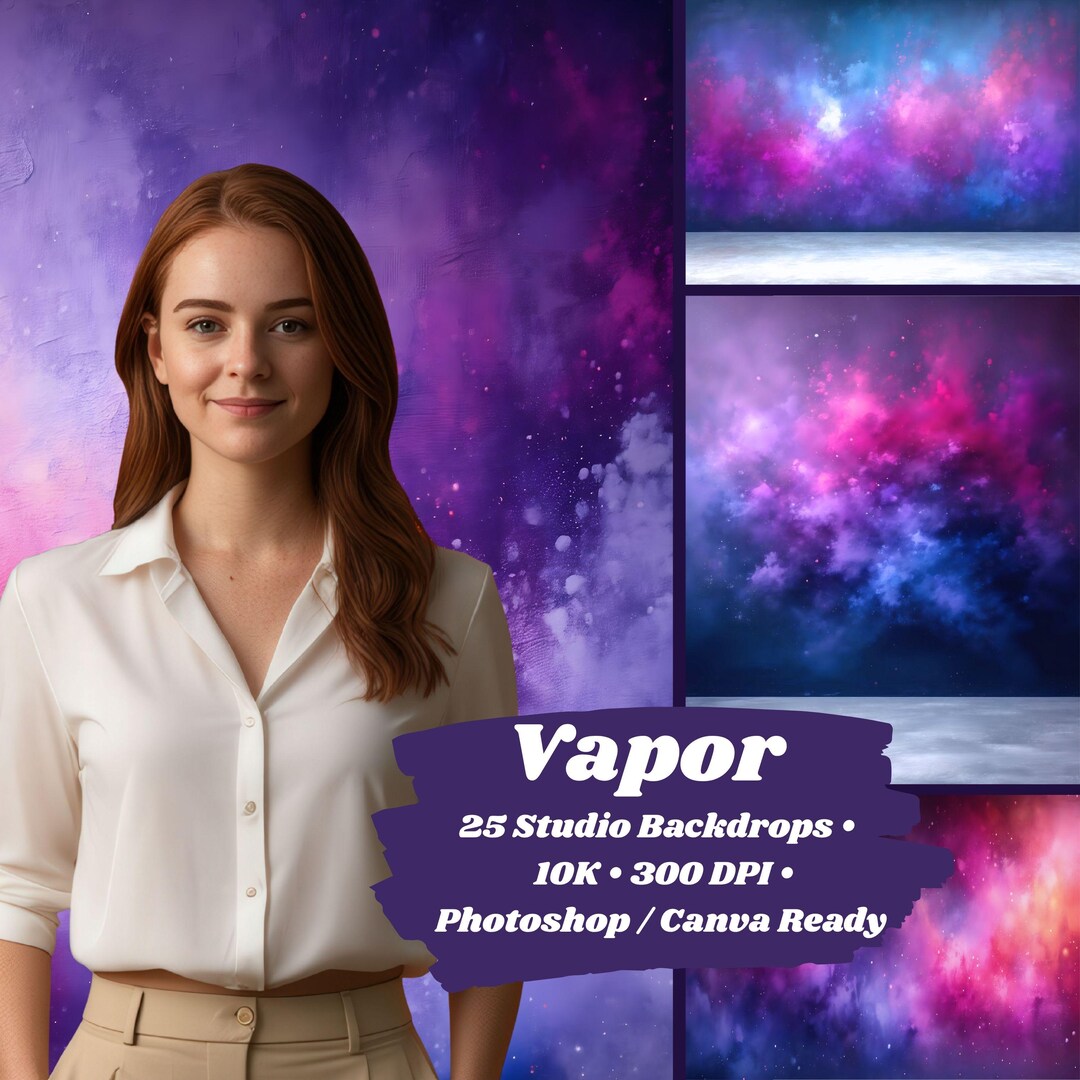 Vapor - 25 Studio Backdrops - 10K - 300 DPI - Photoshop/canva Ready - Etsy