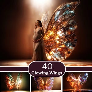 Glowing Celestial Wings Backdrop Overlay (Digital Download)
