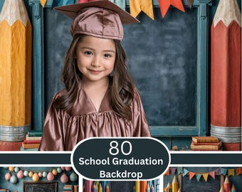 School Graduation Backdrop | Colorful Pencil Classroom Kids Photo | Preschool Digital Download | JPG