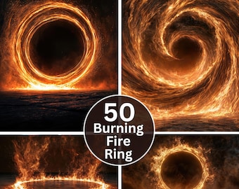 Burning Fire Ring Fantasy Backdrop | Dark Ember Smoke Scene | Fine Art Portrait Photography | Digital JPG Bundle