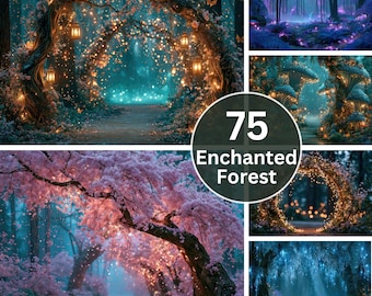 Enchanted Forest Backdrop Bundle | Magical Fantasy Photo Background | Fairy Tale Portrait Digital Download | JPG