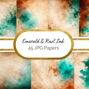 Rust Texture | Teal and Orange Background | Emerald Green Alcohol Ink | Printable Desktop Wallpaper