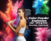 Color Powder Explosion Overlays | Transparent PNG Clip Art | Sports Photography Backdrop | Holi Dust Effect | Photoshop Overlay Pack