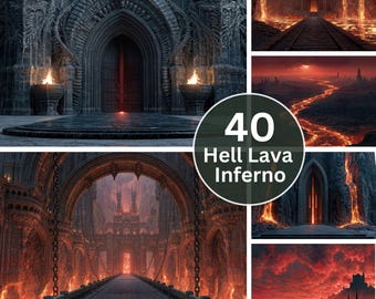 Hell Lava Inferno Fantasy Digital Backdrop | Dark Underworld Ruins Scene | Cosplay Portrait Photography | Instant JPG Download