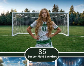 Soccer Field Digital Backdrop | Stadium Goal Sports Scene | Athlete Portrait Compositing | JPG Download