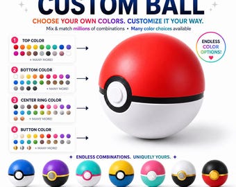 Single Custom Color Poké Ball Belt Clip Fidget Accessory – Cosplay Trainer Waist Prop, Gamer Collectible