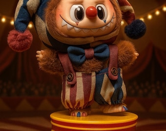 Circus Ringer Accessory Platform – “Why So Serious?” Display Stage for 17 cm Collector Plush | Handmade Circus Edition (No Doll Included)