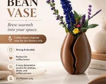 Coffee Bean Sculptural Vase – Modern Minimalist Faux Flower Holder