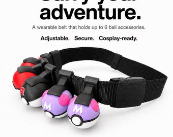Conjunto completo de cinto PT com 6 Pokébolas colecionáveis removíveis – Cinto ajustável para cosplay, acessório antiestresse, acessório para fãs de cosplay de treinador.