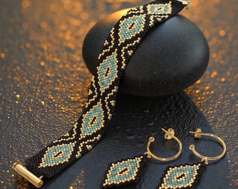 Peyote Bracelet and Earring Pattern – Miyuki Delica Seed Bead (PDF Download)