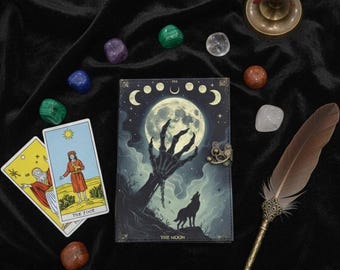 Grimorio in pelle Mystic Moon & Wolf: Libro delle Ombre personalizzato