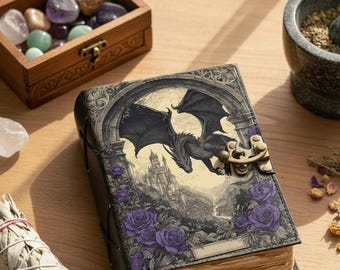 Dragon Leather Journal, Antique Deckle Edge Paper, Pagan Book of Shadows