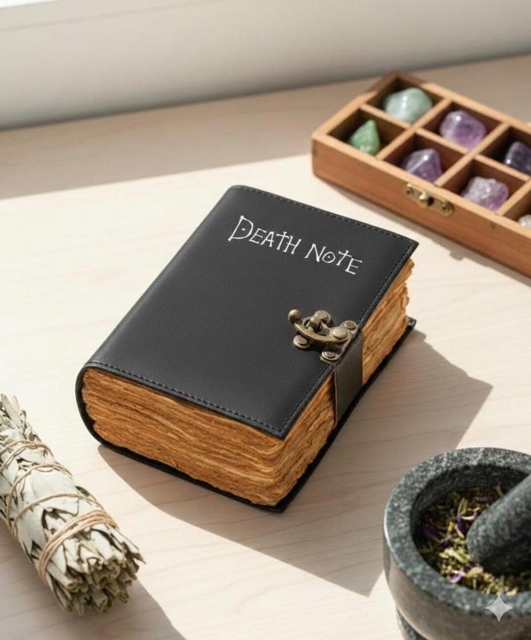 Death Note Leather Journal Blank Spell Book of Shadows Personalized ...