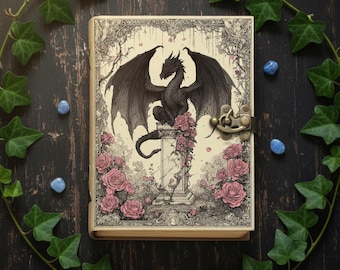 Drachen Lederbuch: Handgemachtes Vintage Notizbuch mit Schloss, Zauberbuch