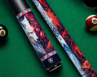 Taco de bilhar Viking Wolf, Runas Nórdicas, Arte da Mitologia Nórdica, Design de Lobo Mítico, Taco de Bilhar Personalizado