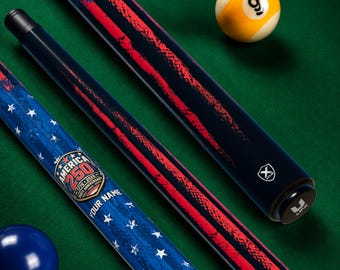 Preordena tu taco de billar personalizado America 250, un taco de billar patriótico de EE. UU., un taco de billar personalizado con la bandera estadounidense, el regalo perfecto para él en su 250 aniversario.