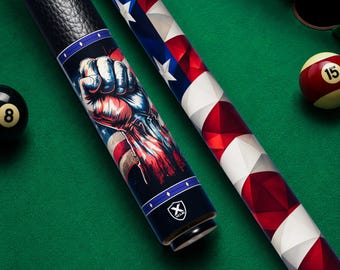 Faça a pré-encomenda do taco de bilhar American Strength, taco de bilhar com punho patriótico, taco de bilhar USA Pride, taco Freedom Warrior, presente com a bandeira americana para ele.