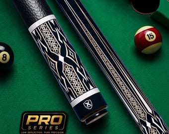 Taco de bilhar com nó celta, padrão nórdico, arte em estilo viking, taco de fibra de carbono com baixa deflexão, taco de bilhar personalizado.