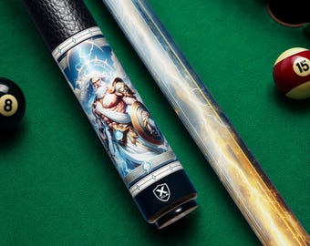 Reserva anticipada del taco de billar Zeus Thunder, taco de billar del dios griego, taco de billar del rey del rayo, taco de la mitología del Olimpo, regalo de arte fantástico de Zeus