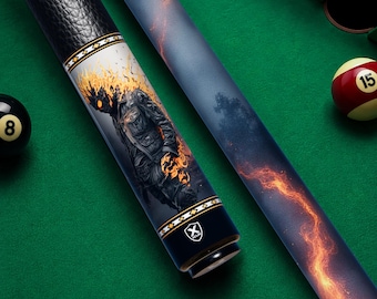 Funda para taco de billar Espíritu de Fuego, diseño de taco de billar de fantasía oscura, regalo gótico para jugadores de billar, para fans del arte fantástico.