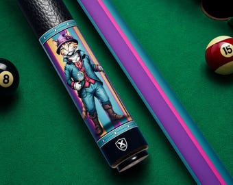 Taco de billar con diseño de gato detective, diseño felino original, estilo retro, regalo para amantes de los gatos.