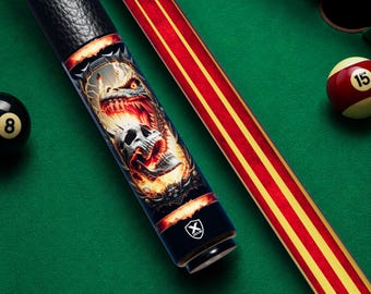 Reserva la funda para taco de billar Inferno Dragon Skull, diseño de dragón de fuego, ideal para amantes de los dragones.