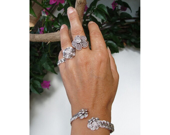 Bracelet Braid & Flowers Silverplated Wire Etsy