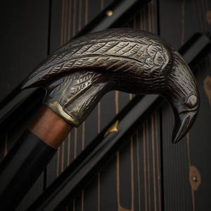 Personalized Handmade Raven Handle – Rosewood Wooden Shaft, Gothic Victorian Style Cane