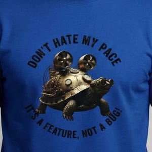 T-shirt à manches longues programmeur drôle, tortue steampunk, geek du codage, pas un bug, t-shirt pour coureur lent