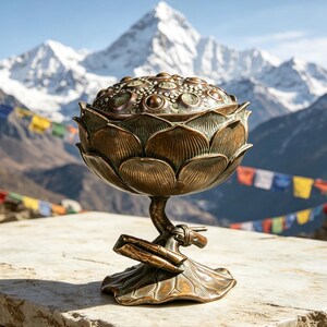 Vintage Bronze Lotus Incense Burner Antique Copper Multi-hole Censer Zen Spiritual Aroma Ornament for Tea Room Desktop Meditation Decor