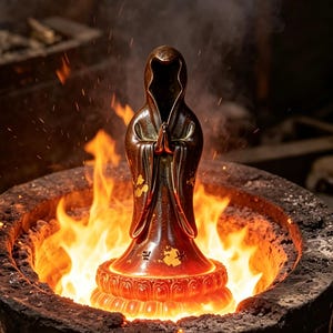 Handcrafted Faceless Guanyin Copper Incense Burner, Abstract Dark Gothic No Face Statue, Vintage Zen Censer for Meditation, Gothic Decor