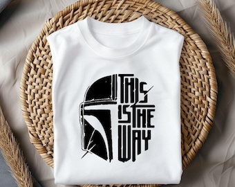 This Is The Way Shirt, Mandalorian Helmet Tee, Star Wars Shirt, Star Warrior Graphic T-Shirt, Sci-Fi Minimalist Fan Gift Top