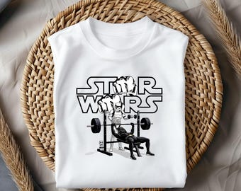 Funny Star Gym Shirt, Darth Vader Workout Tee, Star Wars Shirt, Stormtrooper Bench Press T-Shirt, Star Wars Fitness Top, Geek Humor Gift