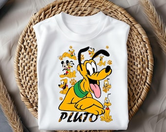 Cute Pluto Cartoon Shirt, Classic Dog Character Tee, Disney Style Retro T-Shirt, Funny Puppy Graphic Top, Nostalgic Gift Idea